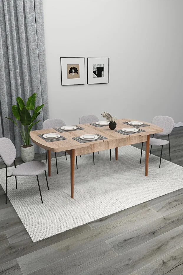 YEMEK MASASI AHŞAP MASA KELEBEK MASA AÇILIR KAPANIR 6 KİŞİLİK MASA( SONOMO)